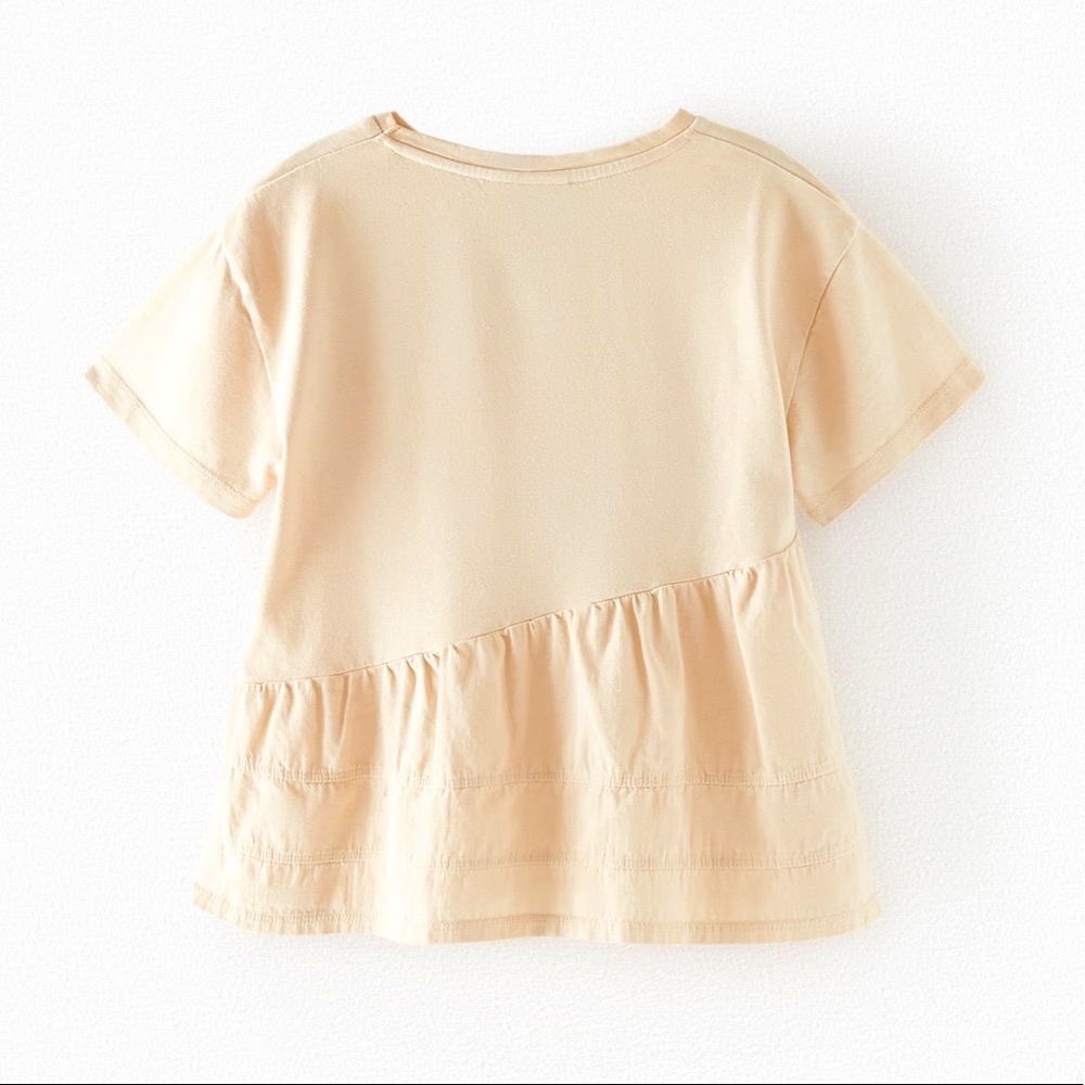 Zara girls top with diagonal ruffle trim size 10